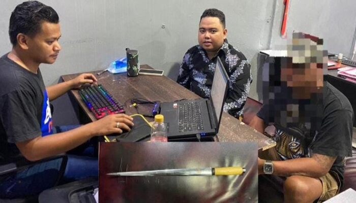 Pria Ngamuk Pakai Badik di Pasar Sentral Kota Gorontalo Ditangkap