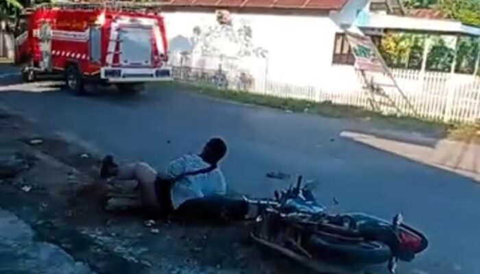 Viral Mobil Damkar Menuju Lokasi Kebakaran Tabrak Polisi Bone Bolango hingga Terlempar