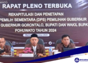 Buat Rapat Pleno, KPU Pohuwato Tetapkan 113.299 DPS Pemilih di Pilkada Gorontalo 2024