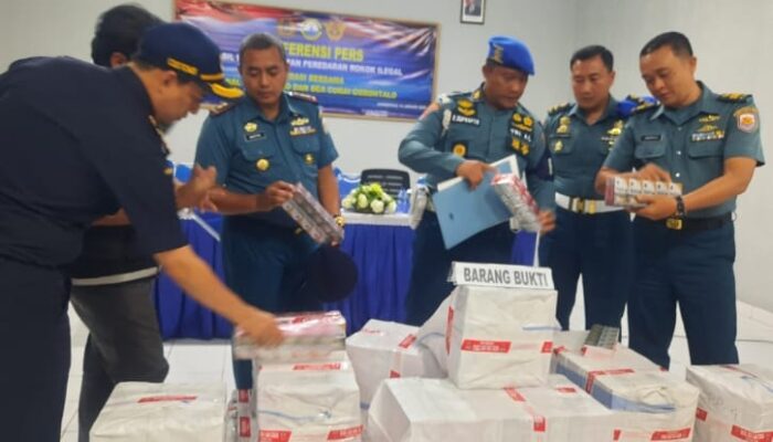 Lanal Gorontalo Gagalkan Penyelundupan Rokok Ilegal Senilai Puluhan Juta Rupiah