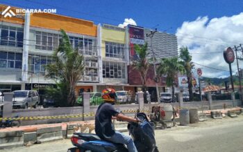Trotoar Depan Mall Gorontalo kini Dipasangi Garis Kuning Larangan Parkir