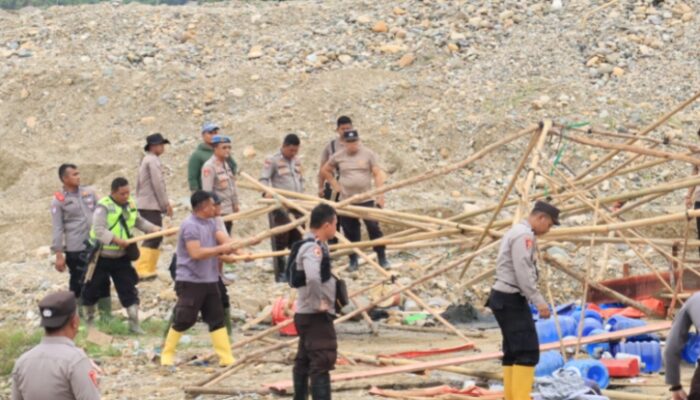 Operasi PETI Botudulanga, Aparat Gabungan Bongkar Camp dan Amankan Barang Bukti